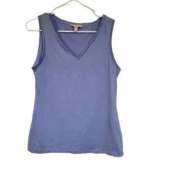Banana Republic Women's Periwinkle Blue Rayon/Tencel/Cotton/Spandex V-neck Sleev - Picture 2 of 11